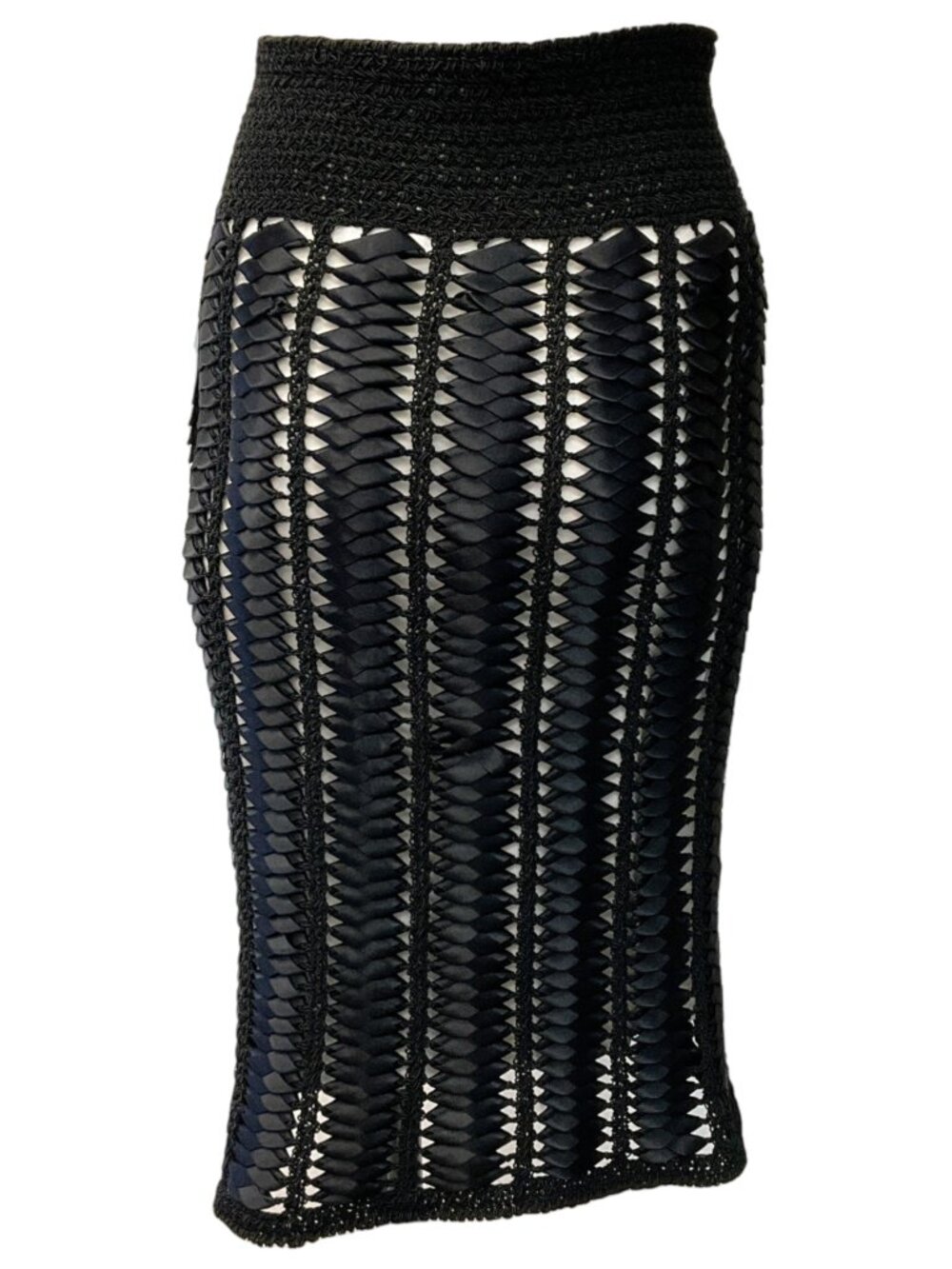 Chanel 2009 Black Ribbon Crochet High Waisted Skirt - Picture 3 of 5